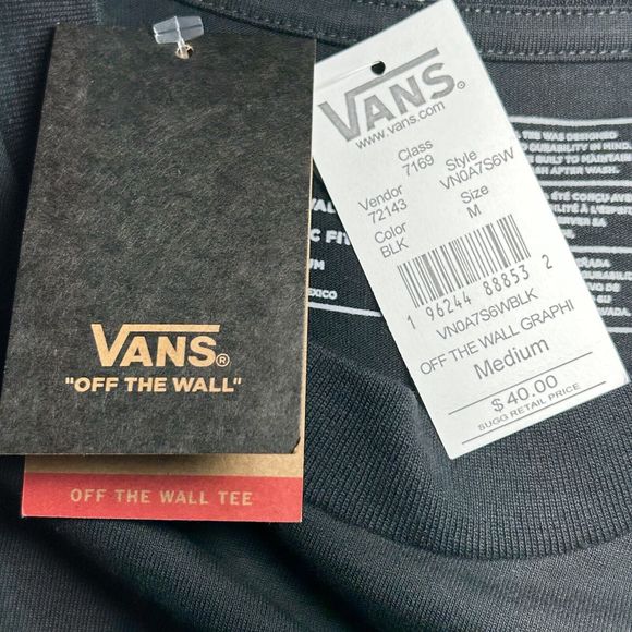 Vans Off The Wall Men's T Shirt Tee Short Sleeve SS Loose Fit Black Size Medium - Picture 13 of 14